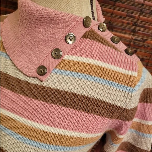 Liz Claiborne Crazy Horse Pink and Brown Cowl Neck Sweater - Picture 5 of 5